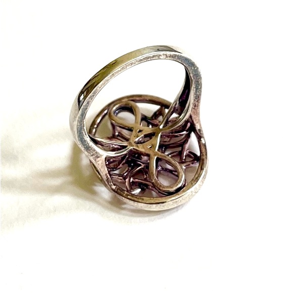 Sterling Silver Lotus Flower Medallion Ring 7.75 - Picture 3 of 3